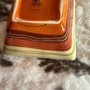 Pier 1 Canyon Stripe Orange Earthenware soup or salad bowl.